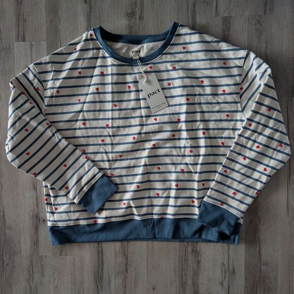 NWT Pact Organic Cotton Scattered Hearts Graphic Slouchy Sweatshirt, XL (A6) - Picture 2 of 7